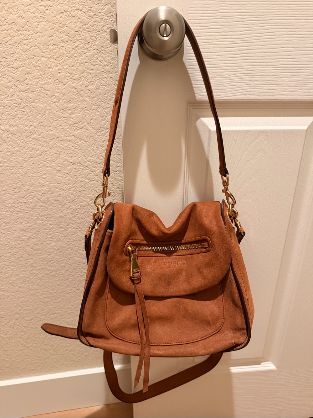 Aimee Kestenberg Tan Leather Shoulder Bag with Gold Hardware
